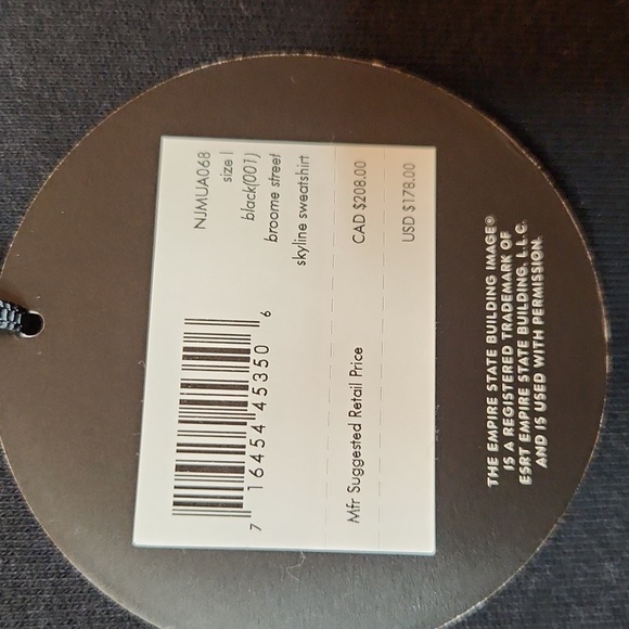 NWT Kate Spade Empire State Building Black Sweatshirt Size L, Pristine - Picture 3 of 12